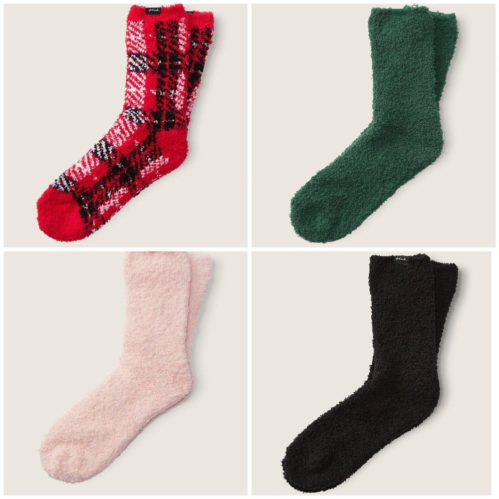 Victoria's Secret PINK FUZZY MID-CALF SOCK MARSHMALLOW KNIT Sherpa SOCKS Choose